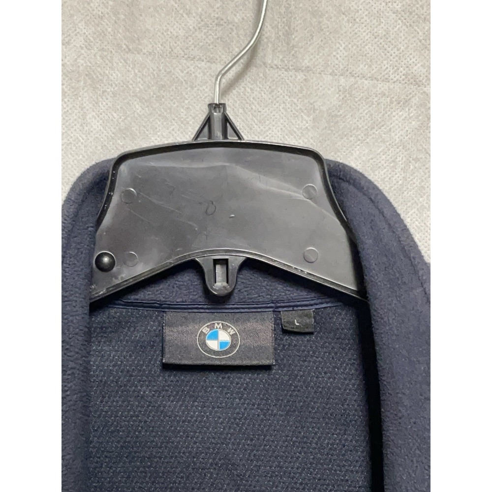 BMW Vest Men L Blue Embroidered Logo Fleece Zip Pockets Motorcycle Biker Outdoor